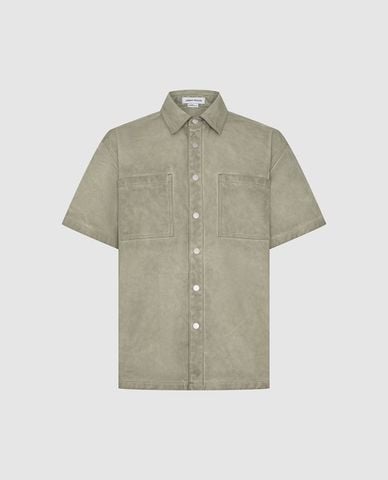  URBAN REVIVO - Áo sơ mi denim nam tay ngắn hiện đại 