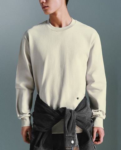  URBAN REVIVO - Áo sweatshirt nam cổ tròn tay dài 