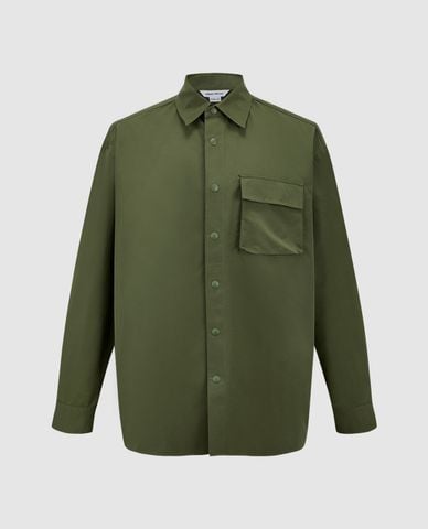  URBAN REVIVO - Áo khoác sơ mi nam cổ bẻ tay dài Button Up Loose 