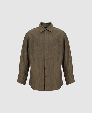  URBAN REVIVO - Áo sơ mi nam cổ bẻ dài tay Textured 