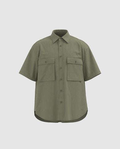  URBAN REVIVO - Áo sơ mi nam cổ bẻ tay ngắn Loose 