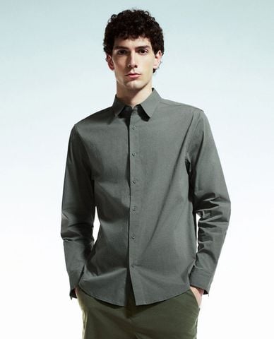  URBAN REVIVO - Áo sơ mi nam cổ bẻ tay dài Button Up Straight 