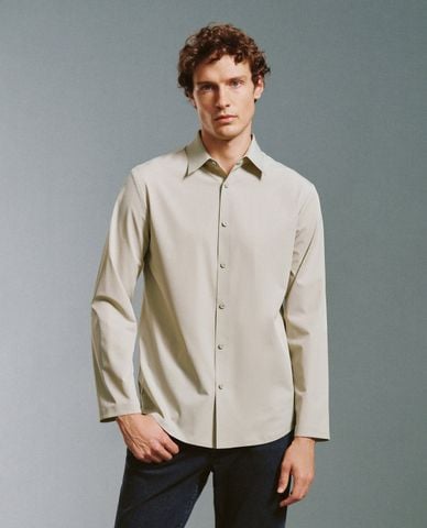  URBAN REVIVO - Áo sơ mi nam cổ bẻ tay dài Button Up Straight 