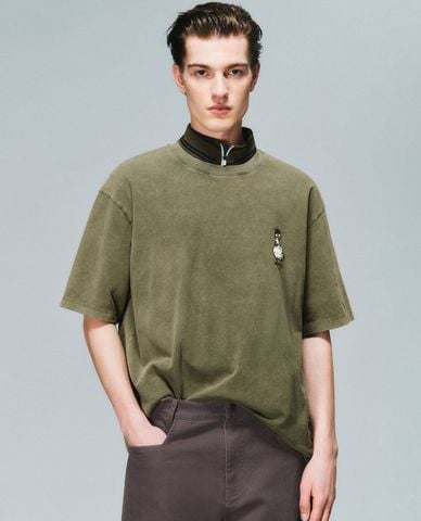  URBAN REVIVO - Áo thun nam cổ tròn tay ngắn hiện đại 