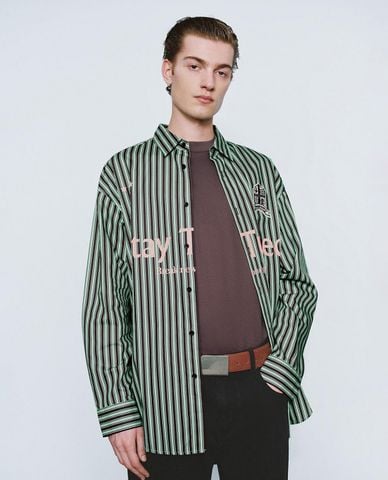  URBAN REVIVO - Áo sơ mi nam tay dài kẻ sọc 