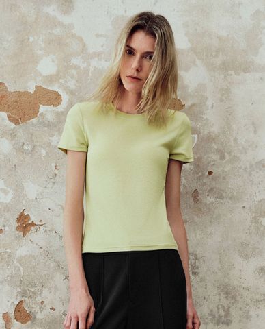  URBAN REVIVO - Áo thun nữ cổ tròn tay ngắn 