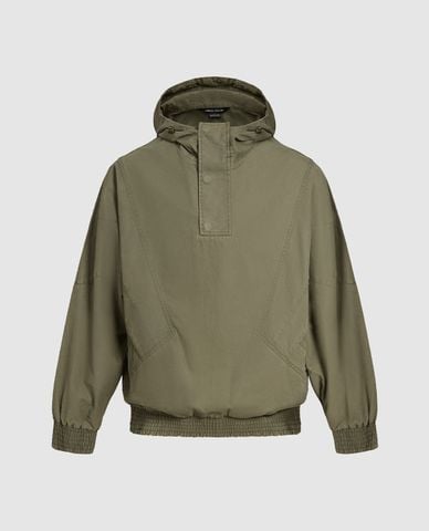  URBAN REVIVO - Áo khoác nam phối mũ tay dài Hooded Oversized Overhead 