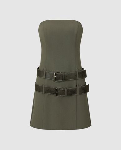  URBAN REVIVO - Đầm body mini phối thắt lưng đôi 