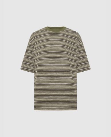  URBAN REVIVO - Áo thun nam cổ tròn tay ngắn Striped 