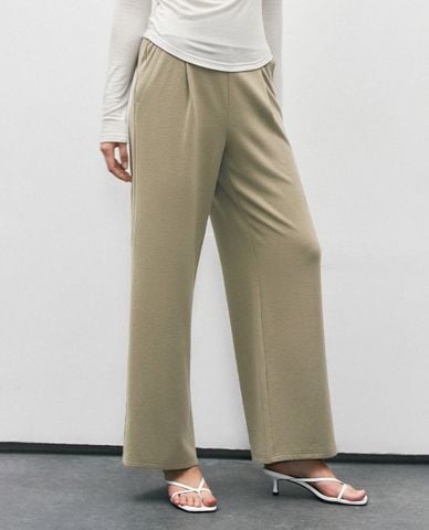  URBAN REVIVO - Quần nữ ống rộng xếp li thanh lịch 