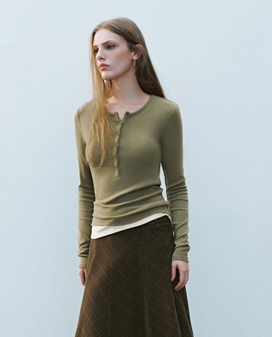  URBAN REVIVO - Áo dệt kim nữ tay dài 2 trong 1 