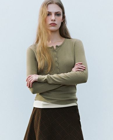  URBAN REVIVO - Áo dệt kim nữ tay dài 2 trong 1 