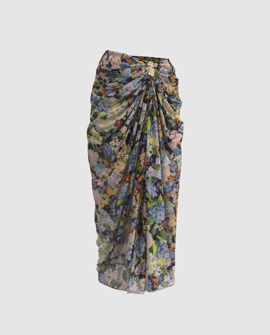  URBAN REVIVO - Chân váy quấn midi Floral Draped 