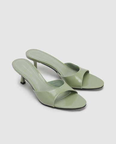  URBAN REVIVO - Giày mules cao gót nữ quai ngang nữ tính 