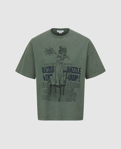  URBAN REVIVO - Áo thun nam cổ tròn in hình nổi bật 