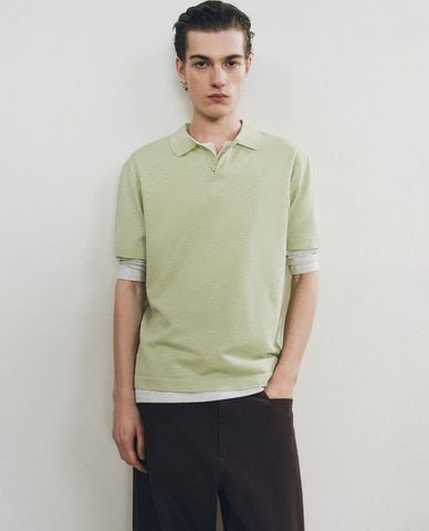  URBAN REVIVO - Áo polo nam cổ bẻ tay ngắn hiện đại 