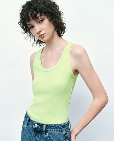  URBAN REVIVO - Áo ba lỗ nữ cổ tròn phom ôm 