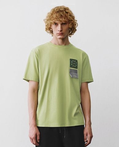  URBAN REVIVO - Áo thun nam cổ tròn tay ngắn Pullover 