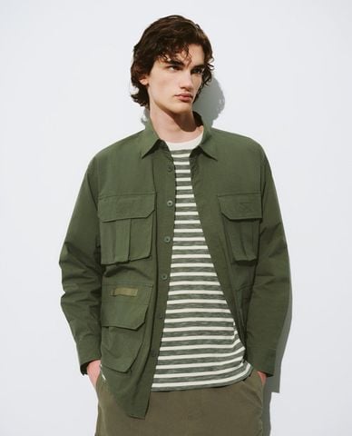  URBAN REVIVO - Áo khoác sơ mi nam cổ bẻ tay dài Button Up Loose 