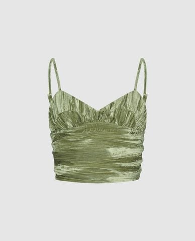  URBAN REVIVO - Áo hai dây nữ cổ chữ V Ruched Cami 