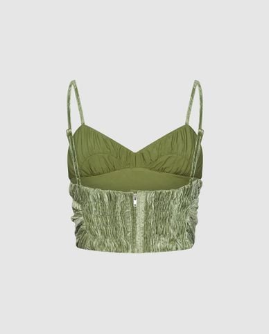  URBAN REVIVO - Áo hai dây nữ cổ chữ V Ruched Cami 