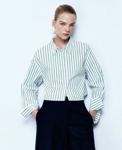  URBAN REVIVO - Áo sơ mi nữ cổ bẻ tay dài thời trang 