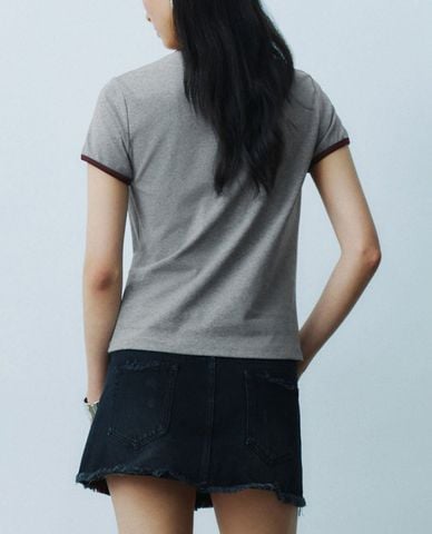  URBAN REVIVO - Áo thun nữ cổ tròn tay ngắn thời trang 