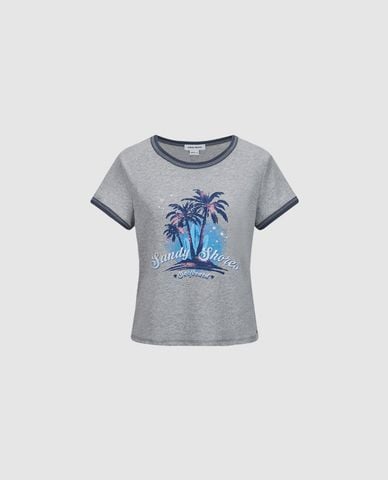  URBAN REVIVO - Áo thun nữ cổ tròn tay ngắn 