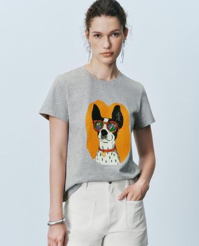  URBAN REVIVO - Áo thun nữ cổ tròn tay ngắn Printed 