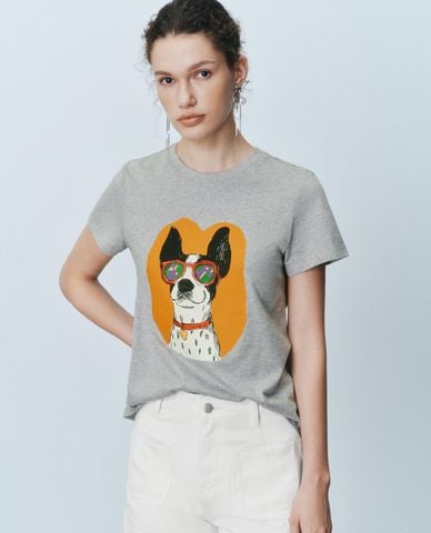  URBAN REVIVO - Áo thun nữ cổ tròn tay ngắn Printed 