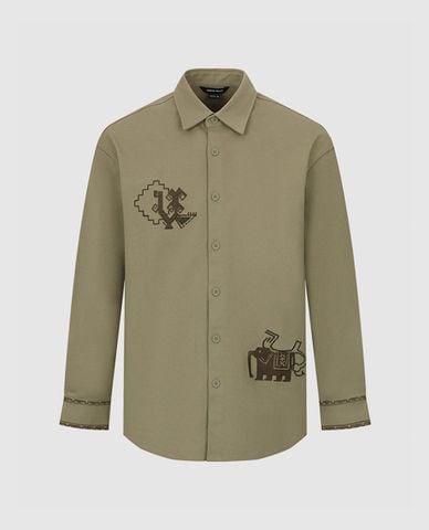  URBAN REVIVO - Áo sơ mi nam cổ bẻ tay dài Bottom Up Loose 