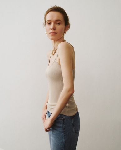  URBAN REVIVO - Áo hai dây nữ cổ chữ U thời trang Cami 