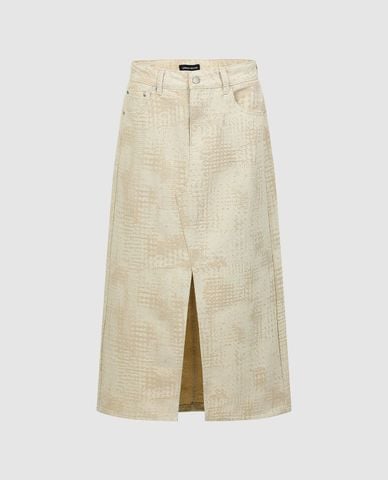  URBAN REVIVO - Chân váy denim mini xẻ tà 