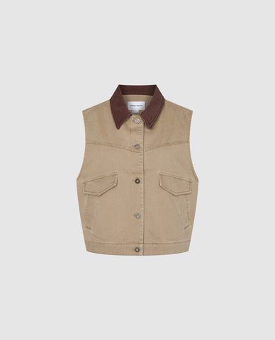  URBAN REVIVO - Áo khoác gilet nữ cổ bẻ cá tính 