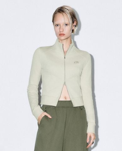  URBAN REVIVO - Áo khoác croptop nữ cá tính Zip Up Front 