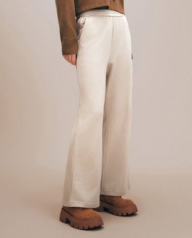  URBAN REVIVO - Quần nữ ống rộng lưng thun hiện đại 