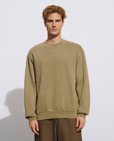  URBAN REVIVO - Áo sweatshirt nam cổ tròn tay dài Straight 