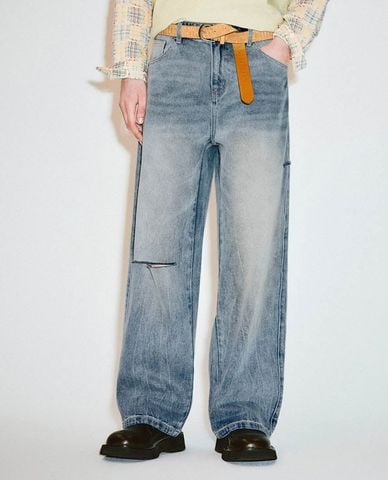  URBAN REVIVO - Quần jeans nam ống rộng hiện đại 