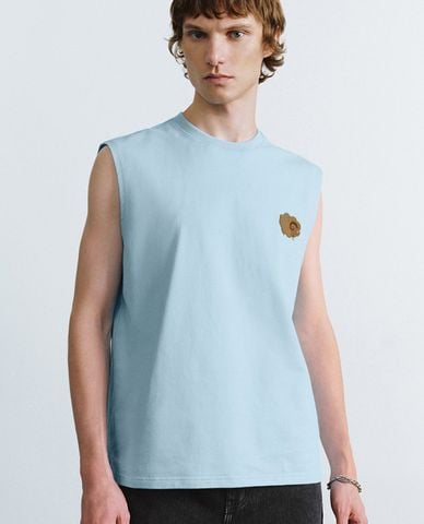  URBAN REVIVO - Áo ba lỗ nam cổ tròn phom suông Embroidered 