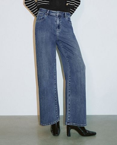  URBAN REVIVO - Quần jeans nữ ống rộng cá tính 