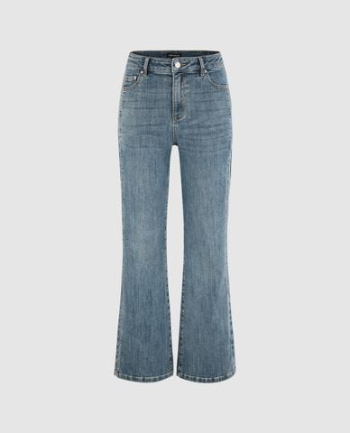  URBAN REVIVO - Quần jeans nữ ống loe hiện đại 