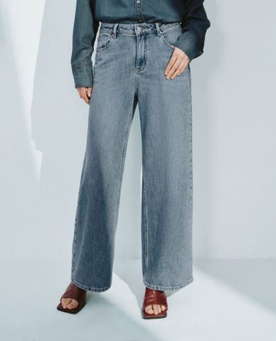  URBAN REVIVO - Quần jeans nữ ống rộng cá tính 