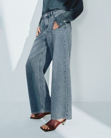  URBAN REVIVO - Quần jeans nữ ống rộng cá tính 