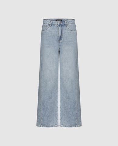  URBAN REVIVO - Quần jeans nữ ống rộng cổ điển 