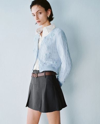  URBAN REVIVO - Áo khoác cardigan nữ phom croptop 