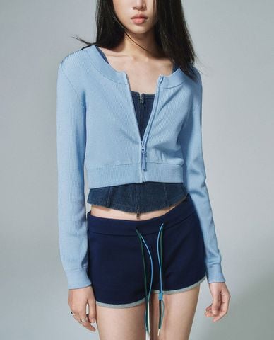  URBAN REVIVO - Áo khoác cardigan nữ phom croptop tay dài 