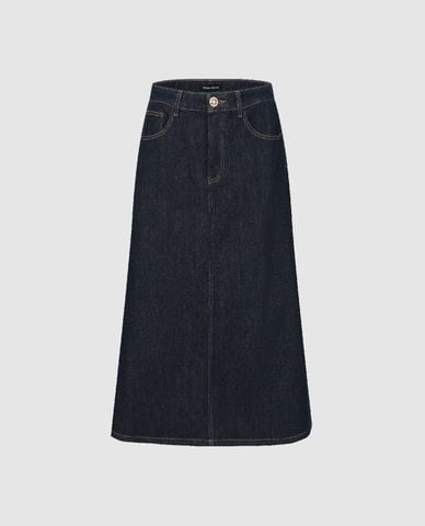  URBAN REVIVO - Chân váy chữ A denim phom midi A-Line 