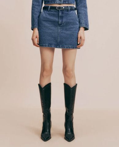  URBAN REVIVO - Chân váy denim mini phom chữ A nữ tính 