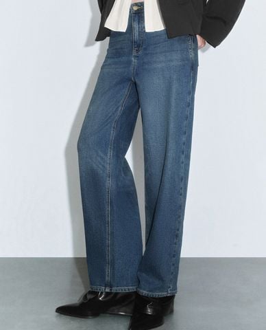  URBAN REVIVO - Quần jeans nữ ống đứng phom suông 