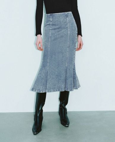  URBAN REVIVO - Chân váy denim nữ đuôi cá thời thượng 